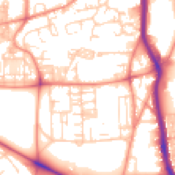 Daytime road noise heatmap for HX1 2YR