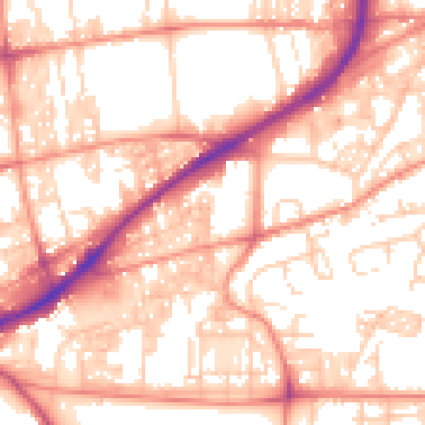 Daytime road noise heatmap for HX1 3AD