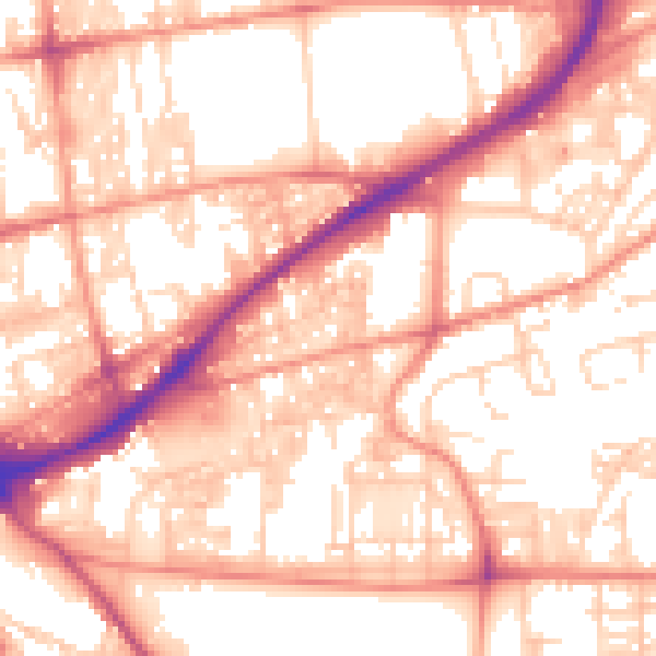 Daytime road noise heatmap for HX1 3AF