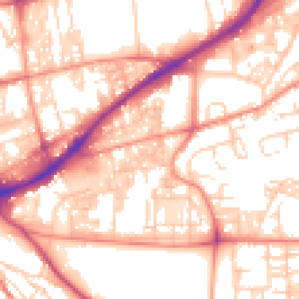 Daytime road noise heatmap for HX1 3AL