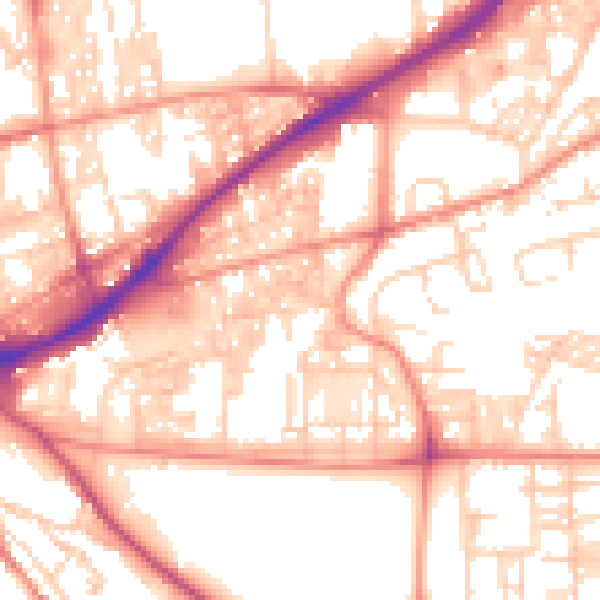 Daytime road noise heatmap for HX1 3AN