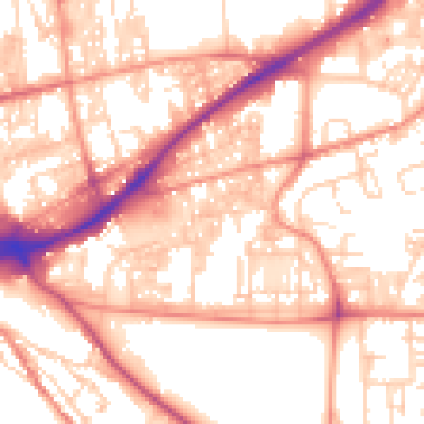 Daytime road noise heatmap for HX1 3AP