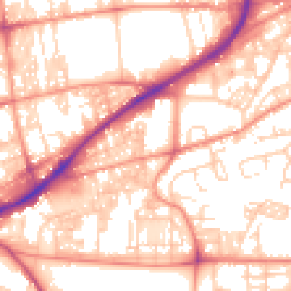 Daytime road noise heatmap for HX1 3AQ