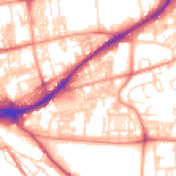Daytime road noise heatmap for HX1 3AS