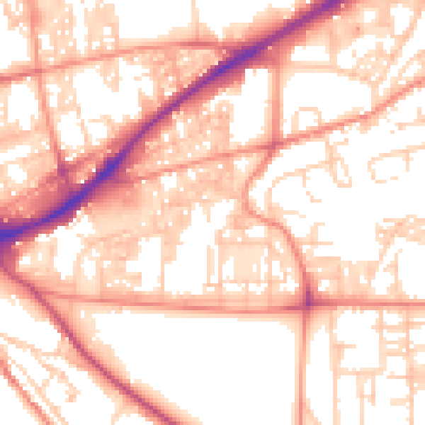 Daytime road noise heatmap for HX1 3AW