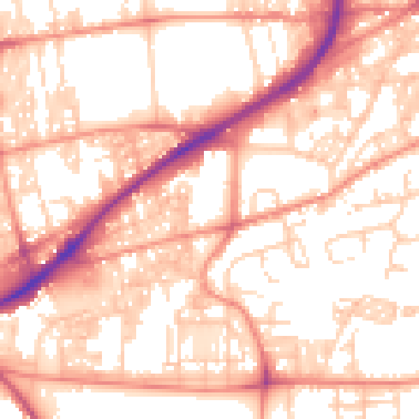 Daytime road noise heatmap for HX1 3AZ