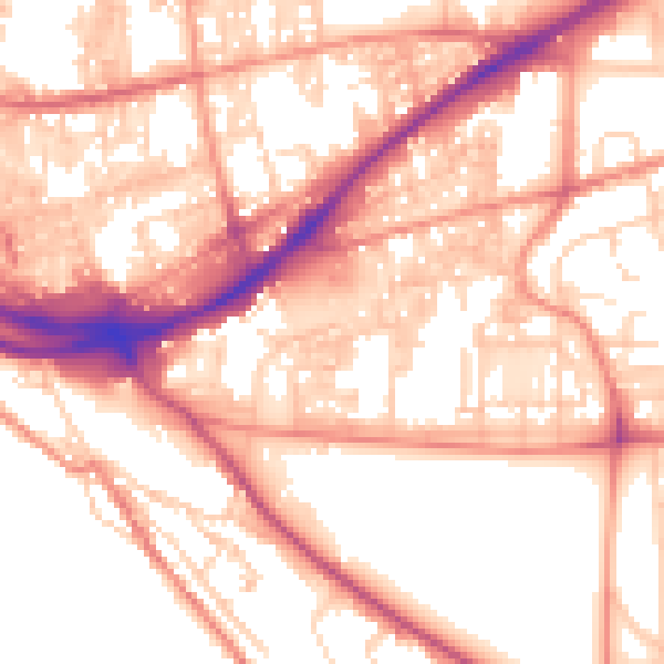 Daytime road noise heatmap for HX1 3BA