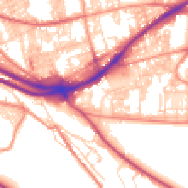 Daytime road noise heatmap for HX1 3BB