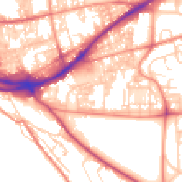 Daytime road noise heatmap for HX1 3BL