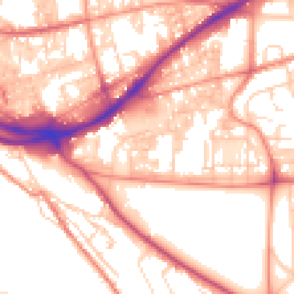 Daytime road noise heatmap for HX1 3BN