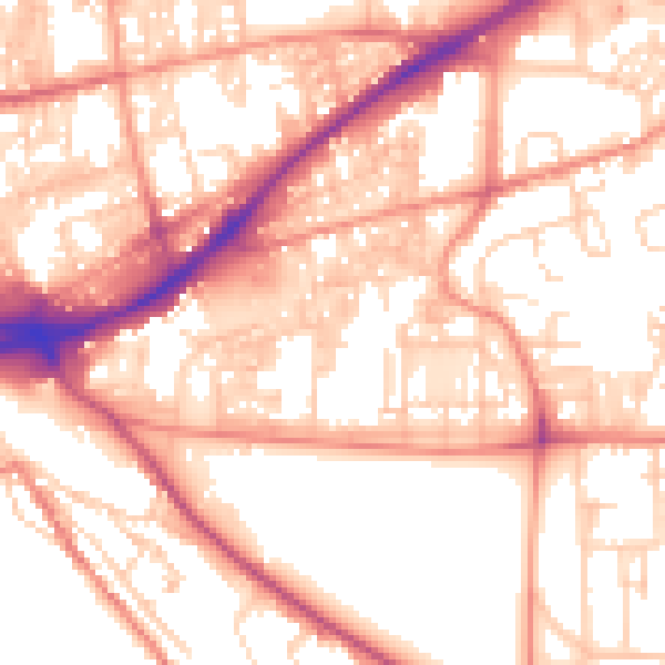 Daytime road noise heatmap for HX1 3DT