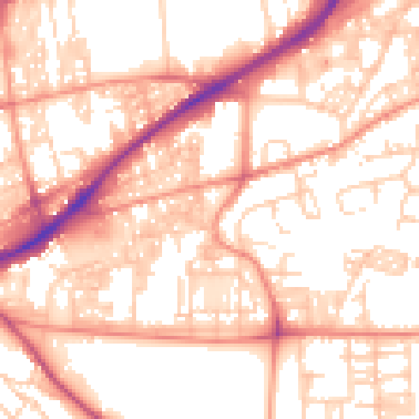 Daytime road noise heatmap for HX1 3DU
