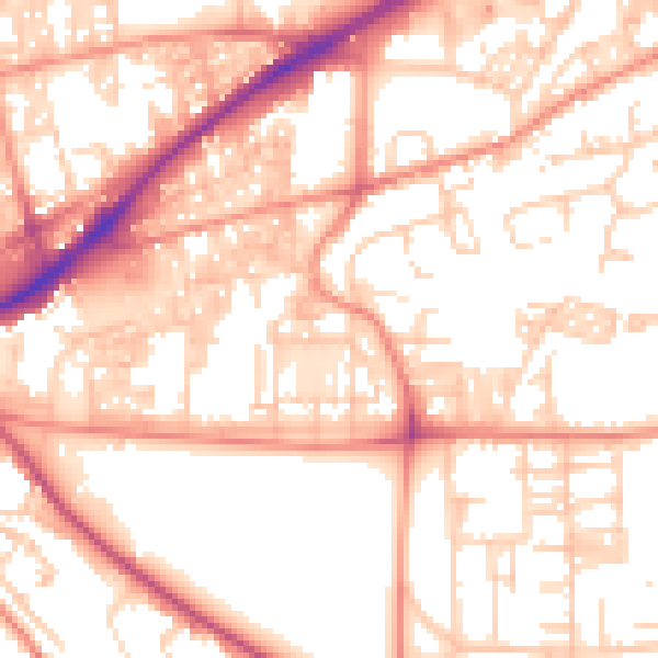 Daytime road noise heatmap for HX1 3DZ