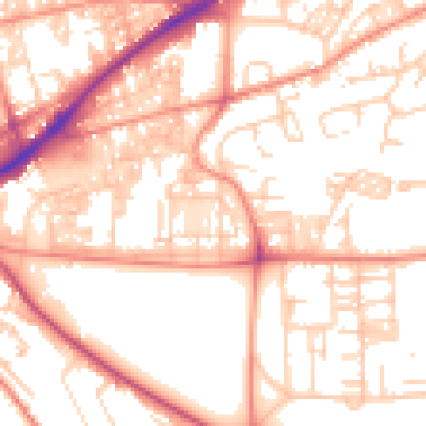 Daytime road noise heatmap for HX1 3EB