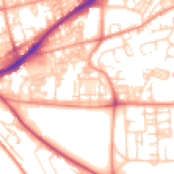 Daytime road noise heatmap for HX1 3EF