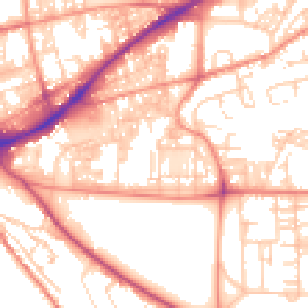 Daytime road noise heatmap for HX1 3EH