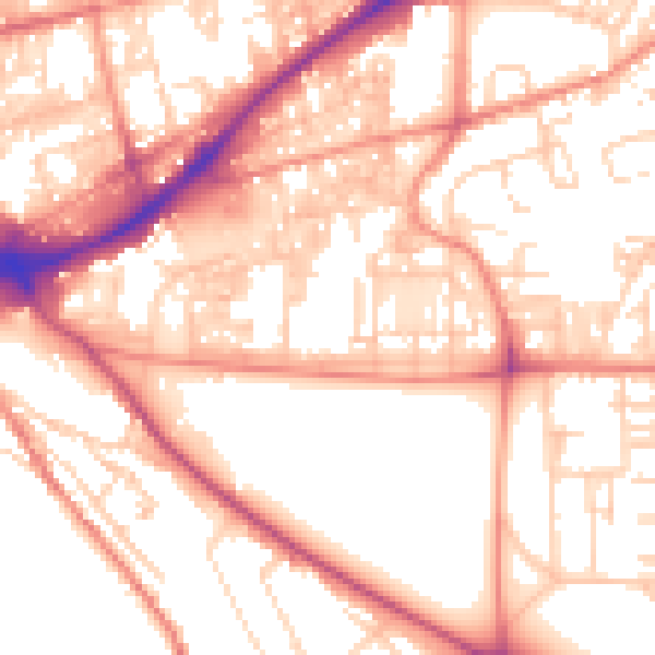 Daytime road noise heatmap for HX1 3EP