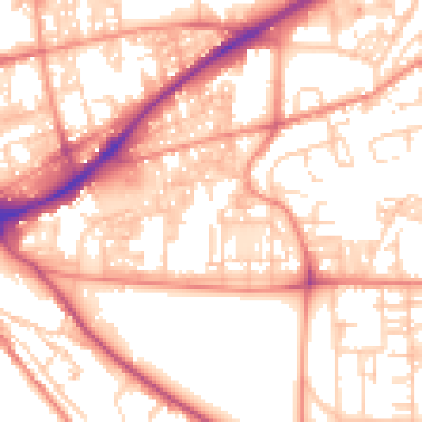 Daytime road noise heatmap for HX1 3EQ