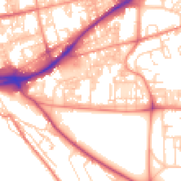 Daytime road noise heatmap for HX1 3ER