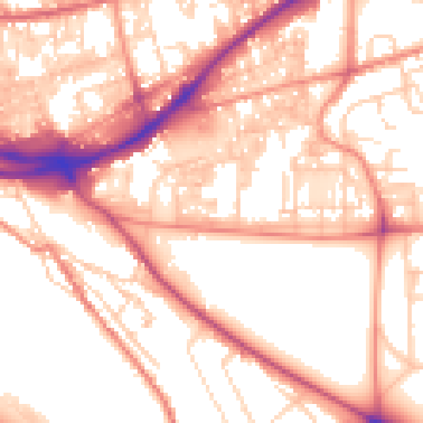 Daytime road noise heatmap for HX1 3HA