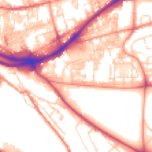 Daytime road noise heatmap for HX1 3HE