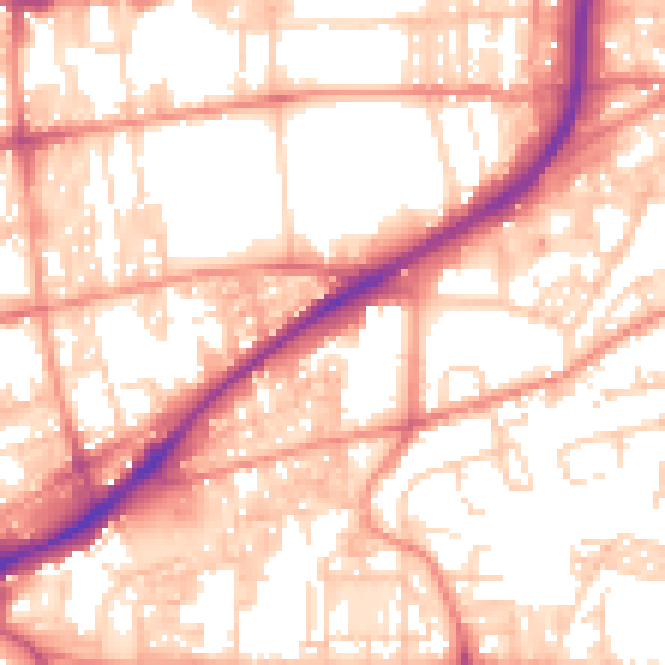 Daytime road noise heatmap for HX1 3JY