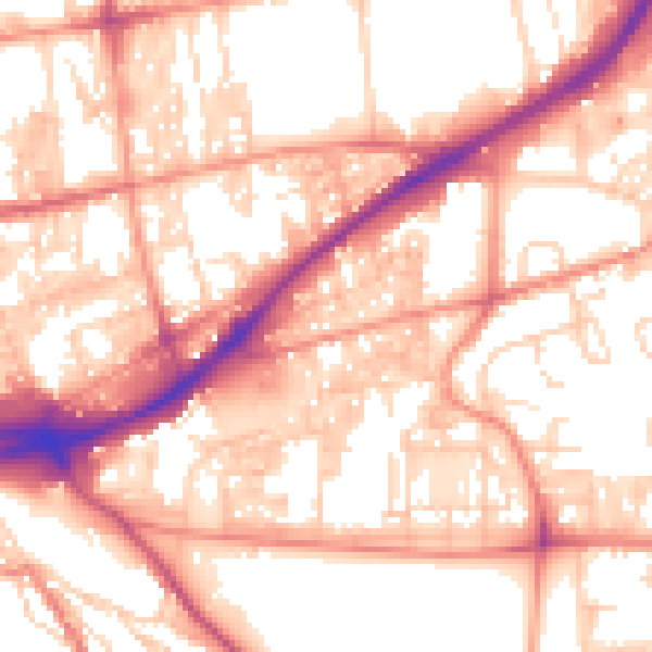 Daytime road noise heatmap for HX1 3LE
