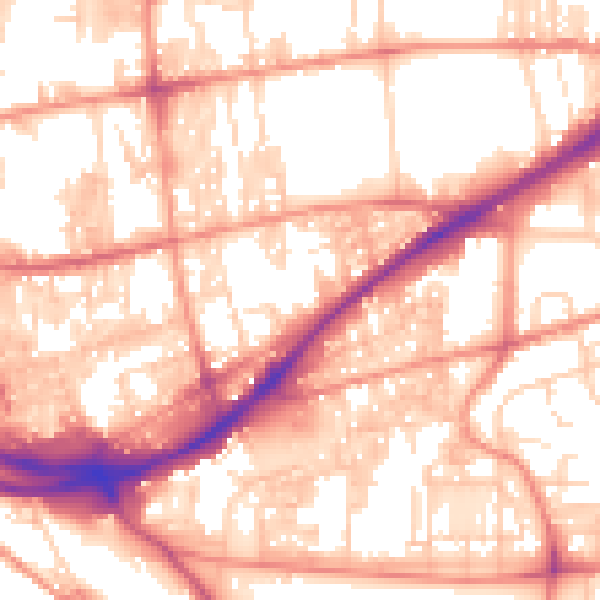 Daytime road noise heatmap for HX1 3LR