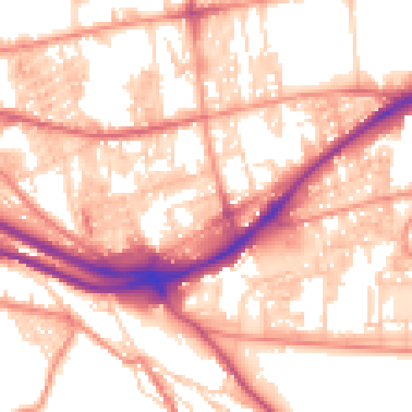 Daytime road noise heatmap for HX1 3PB