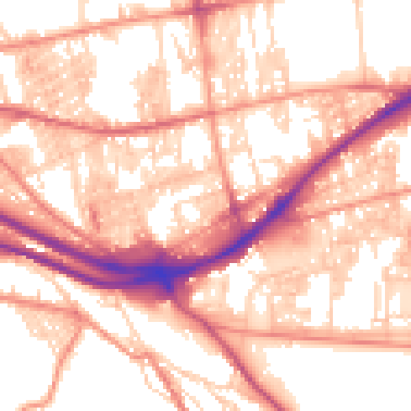 Daytime road noise heatmap for HX1 3PD