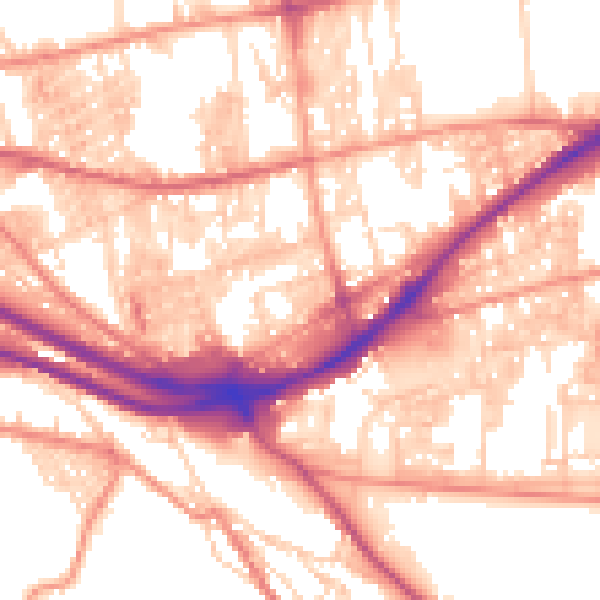 Daytime road noise heatmap for HX1 3PE