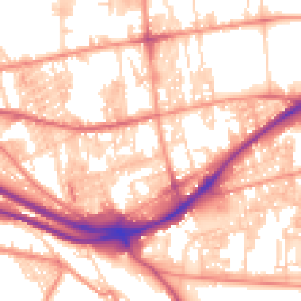 Daytime road noise heatmap for HX1 3PW