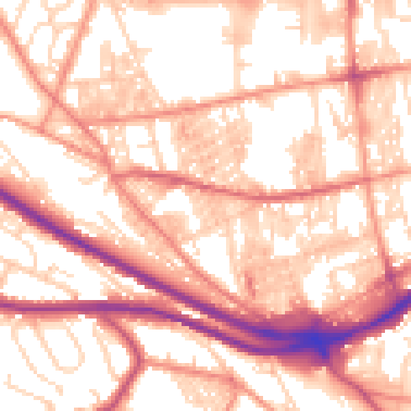 Daytime road noise heatmap for HX1 3RB