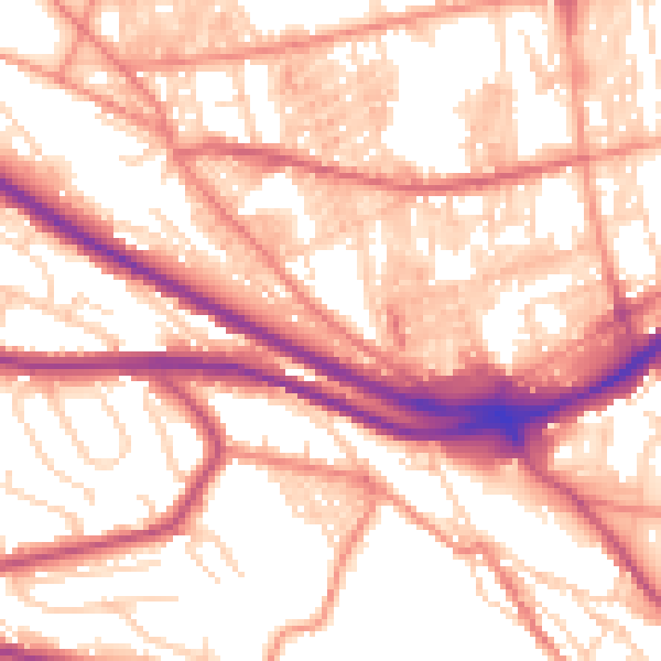 Daytime road noise heatmap for HX1 3SX