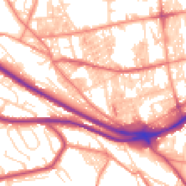 Daytime road noise heatmap for HX1 3SY