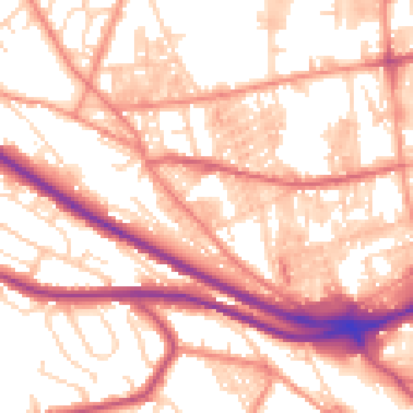 Daytime road noise heatmap for HX1 3TF