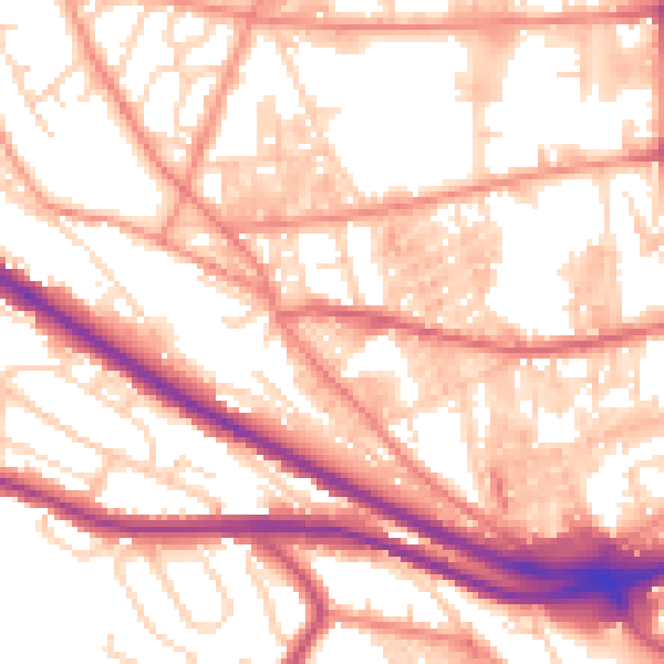 Daytime road noise heatmap for HX1 3TH