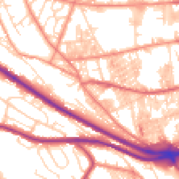 Daytime road noise heatmap for HX1 3TQ