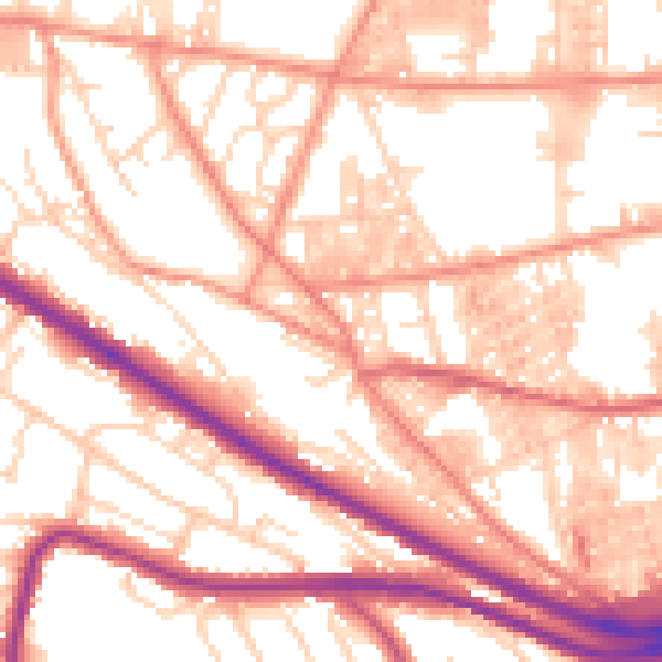 Daytime road noise heatmap for HX1 3TW