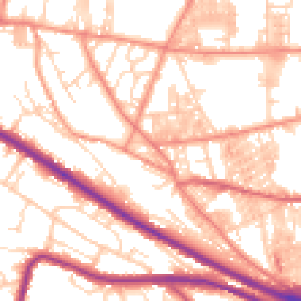 Daytime road noise heatmap for HX1 3TX