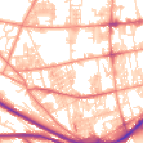 Daytime road noise heatmap for HX1 3TZ
