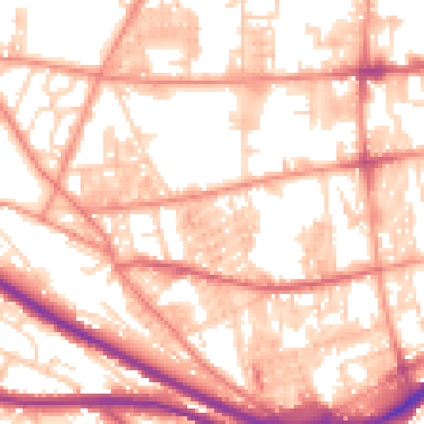 Daytime road noise heatmap for HX1 3UF