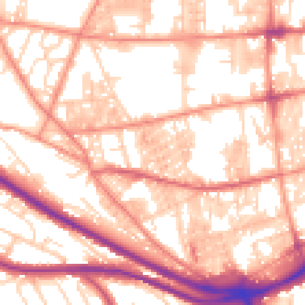 Daytime road noise heatmap for HX1 3UG