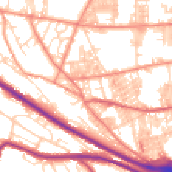 Daytime road noise heatmap for HX1 3UJ