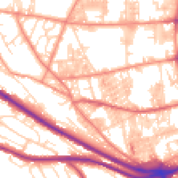 Daytime road noise heatmap for HX1 3UL