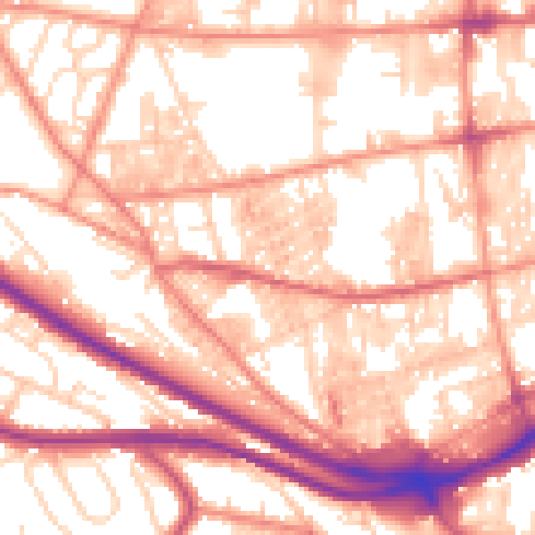 Daytime road noise heatmap for HX1 3UQ