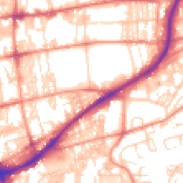 Daytime road noise heatmap for HX1 3XA