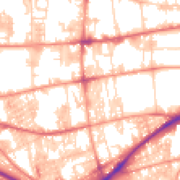 Daytime road noise heatmap for HX1 4DR