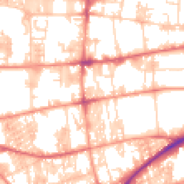 Daytime road noise heatmap for HX1 4DW