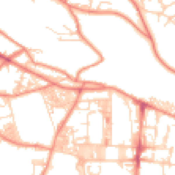 Daytime road noise heatmap for HX1 4GQ